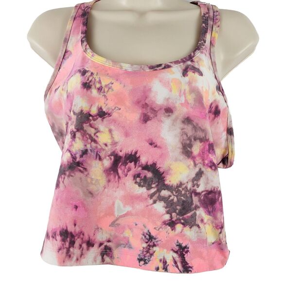 Calvin Klein Womens Tank Top Size XS Pink Tie Dye Racerback Cropped - Picture 1 of 8